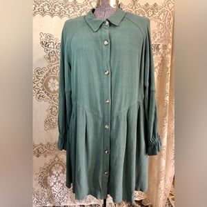 Easel Sage green boutique button down dress